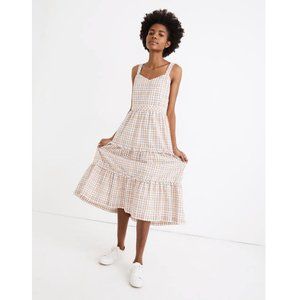 NWT Madewell Gingham Sweetheart Ruffle Midi Dress